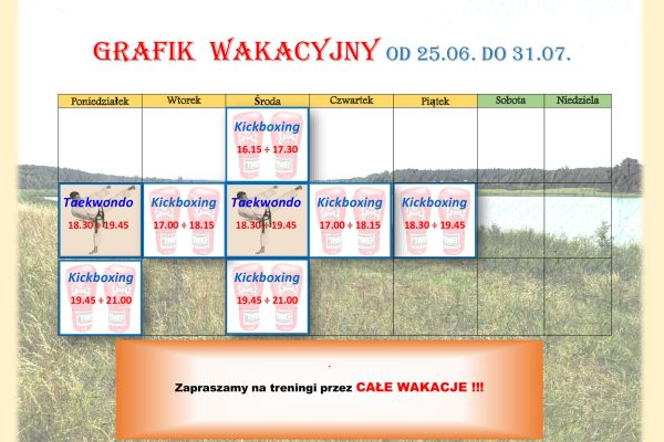 Grafik wakacyjny Lipiec